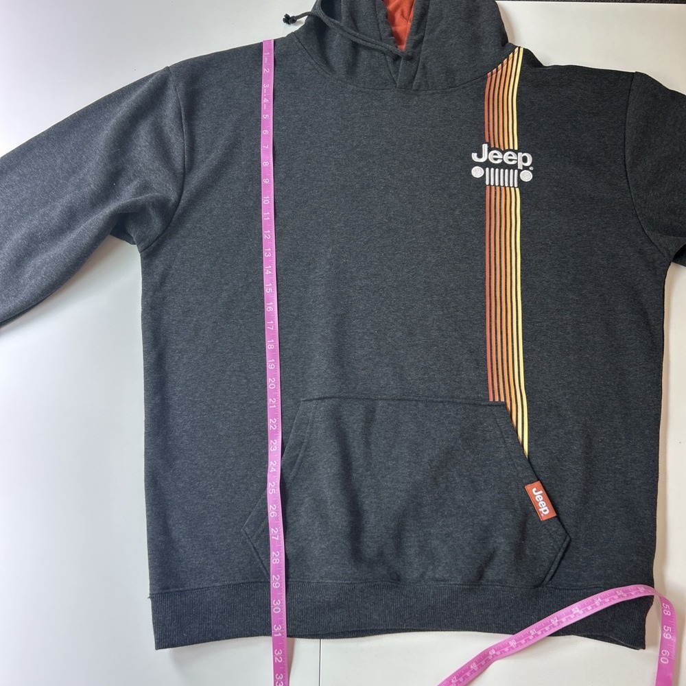 Jeep Charcoal Gray Pullover Hoodie with Orange Lined Hood and Stripe Accent - Picture 7 of 7
